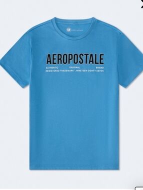 Aeropostale Men's T-Shirt Blue Logo Crewneck Tee Short Sleeves 5499 472
